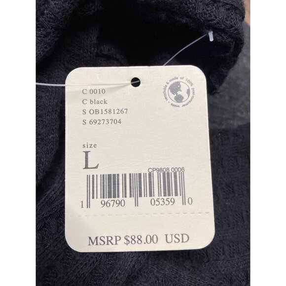 Free People Black Long Sleeve Thermal Top - Oversized Split Back, Size Large New - Picture 5 of 6